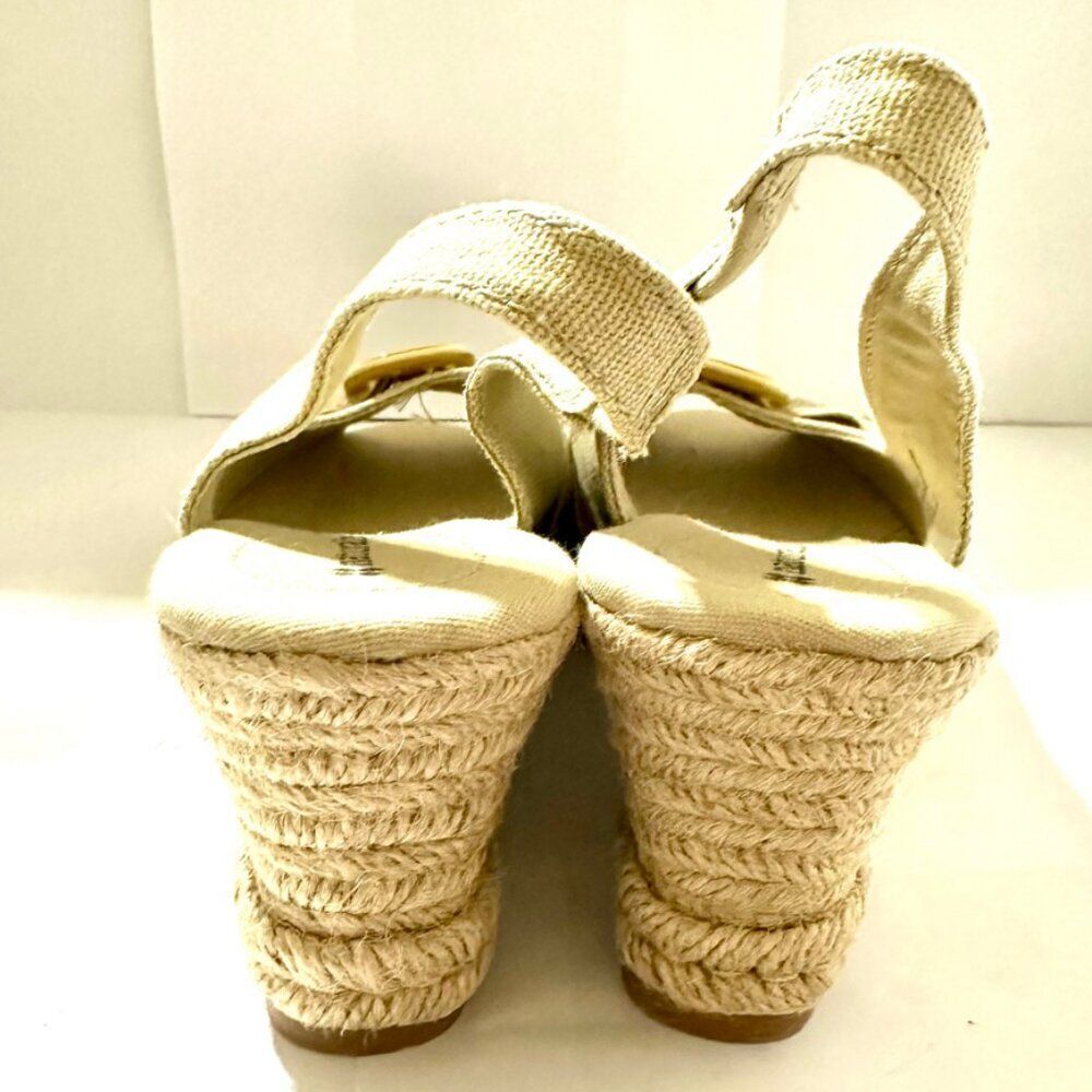 Naturalizer Bina Slingback Espadrille Beige Canvas Wedge Sandals Women's Sz 8 M - Picture 3 of 9